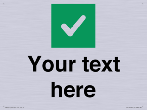 Custom plain background, green square with tick sign